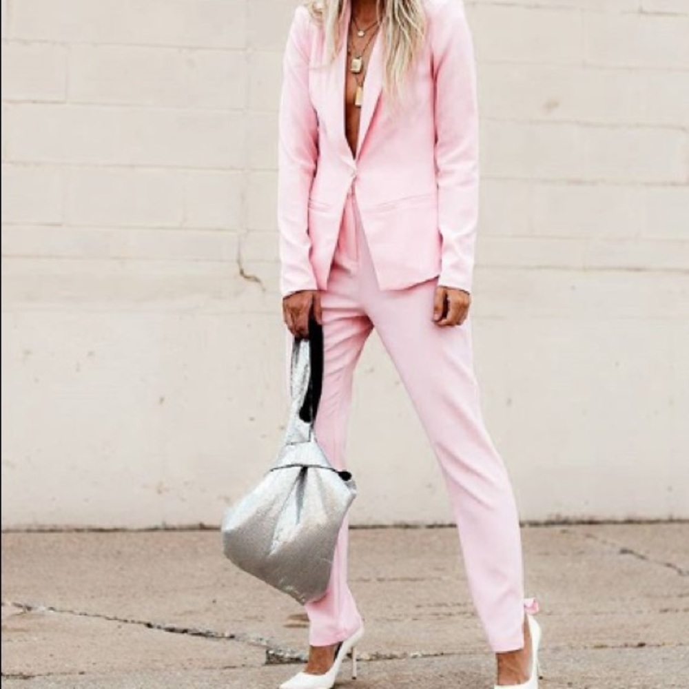 Pink trousers tailored pants straight leg